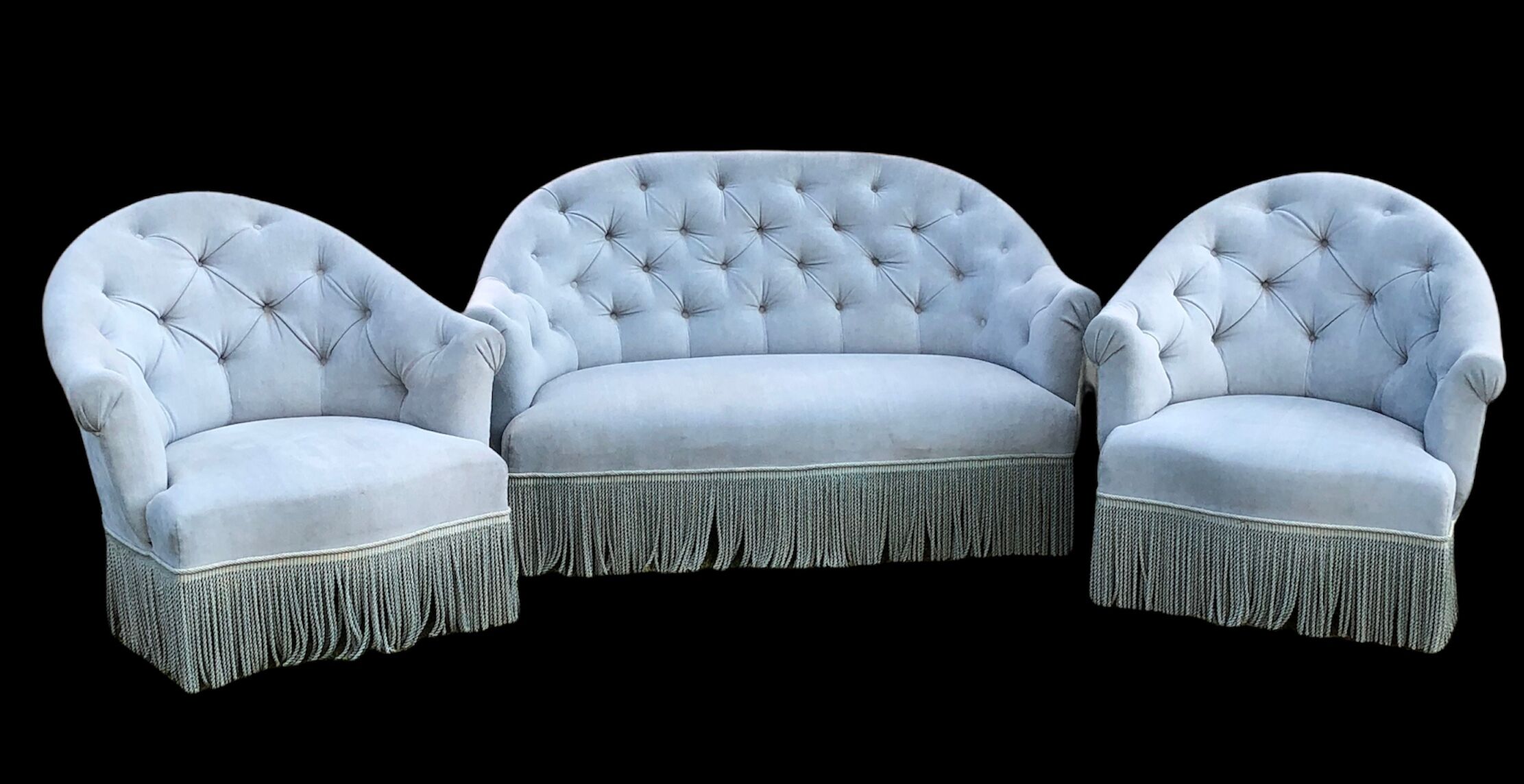 Living room old sofa and 2 armchairs model honeycomb toad
