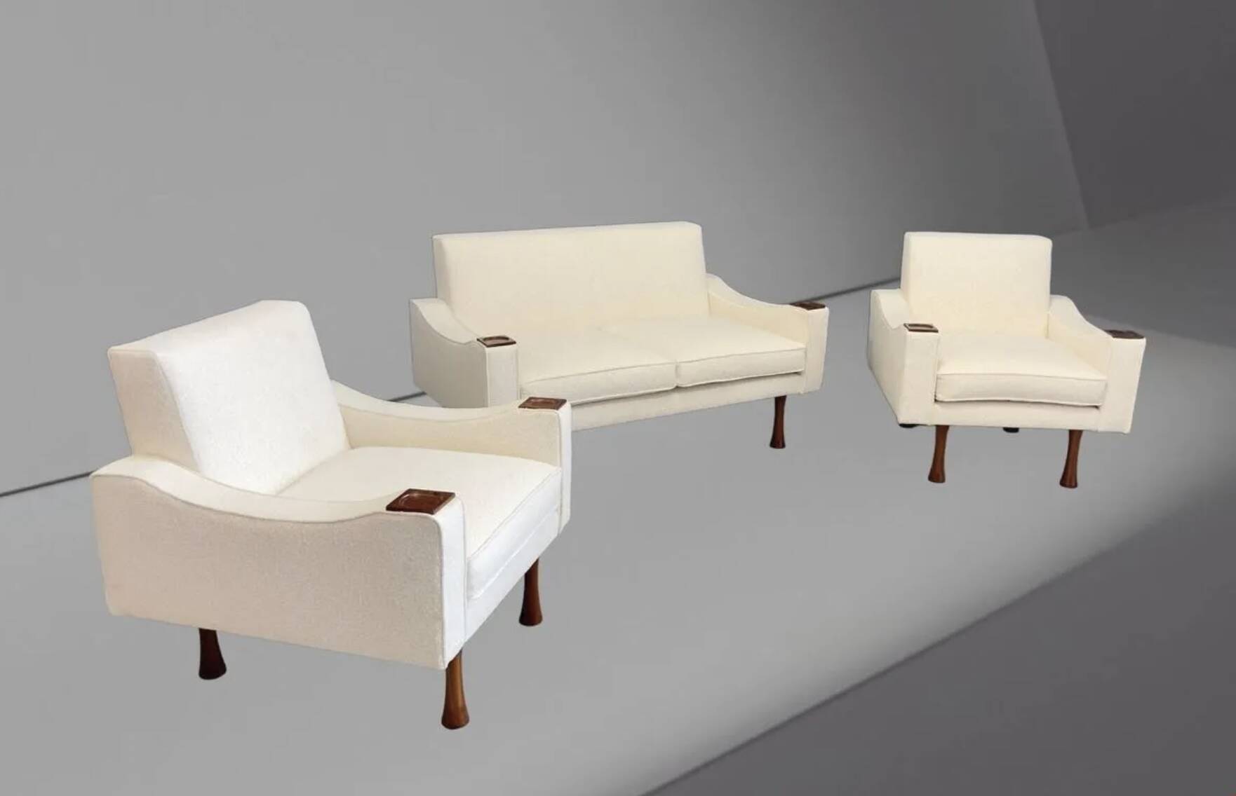 Vintage Italian Two-Seater Sofa, 2 Lounge Chairs Angelo Mangiarotti, 1970s