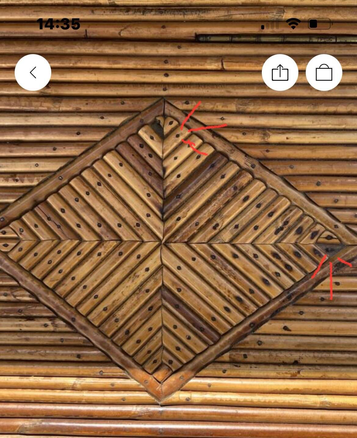 Rattan marquetry chest from the 60s