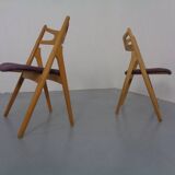 CH 29 Sawbuck Chairs in Oak and Wool by Hans J. Wegner for Carl Hansen & Son, 1950s, Set of 2