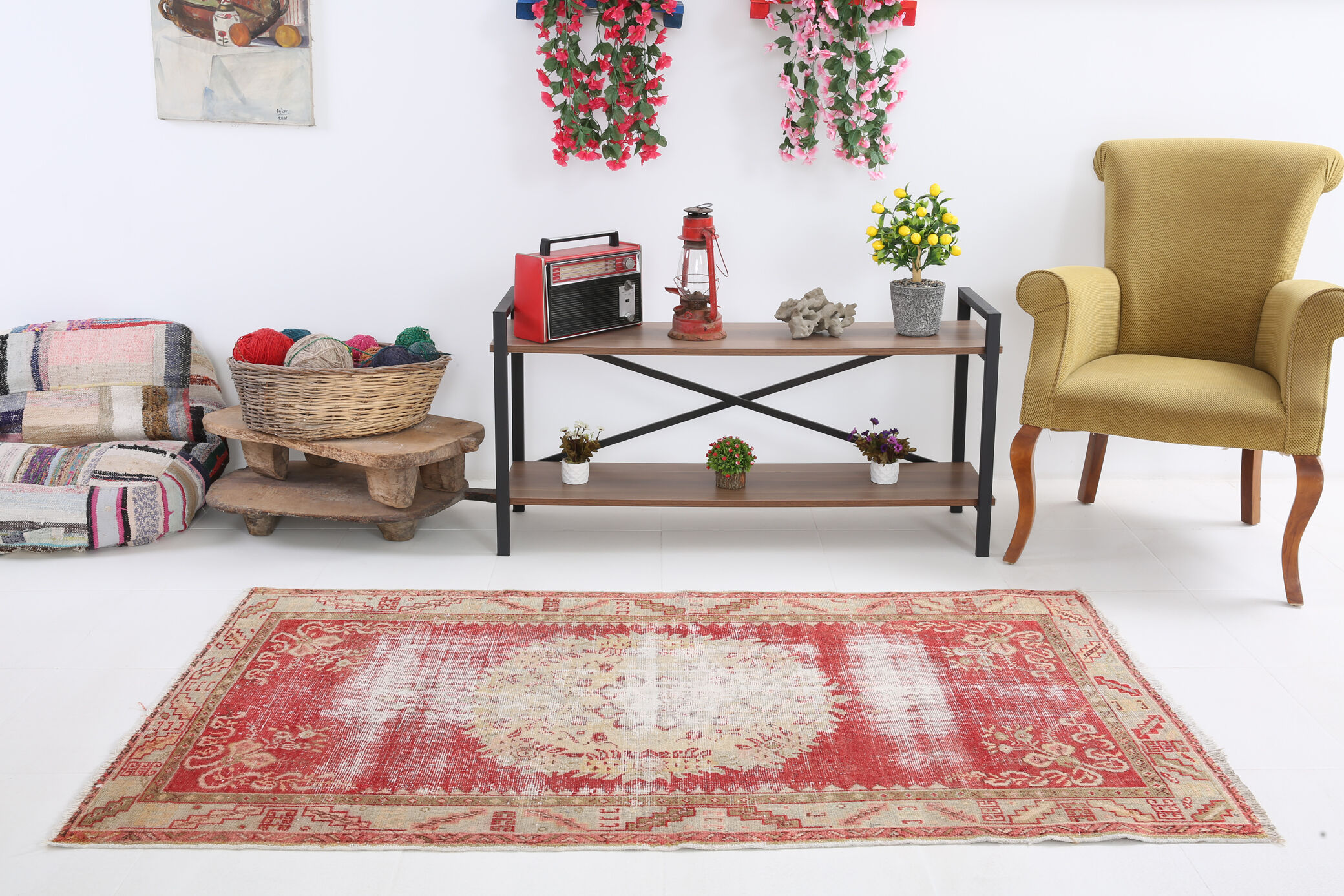 3x6 red and beige turkish rug