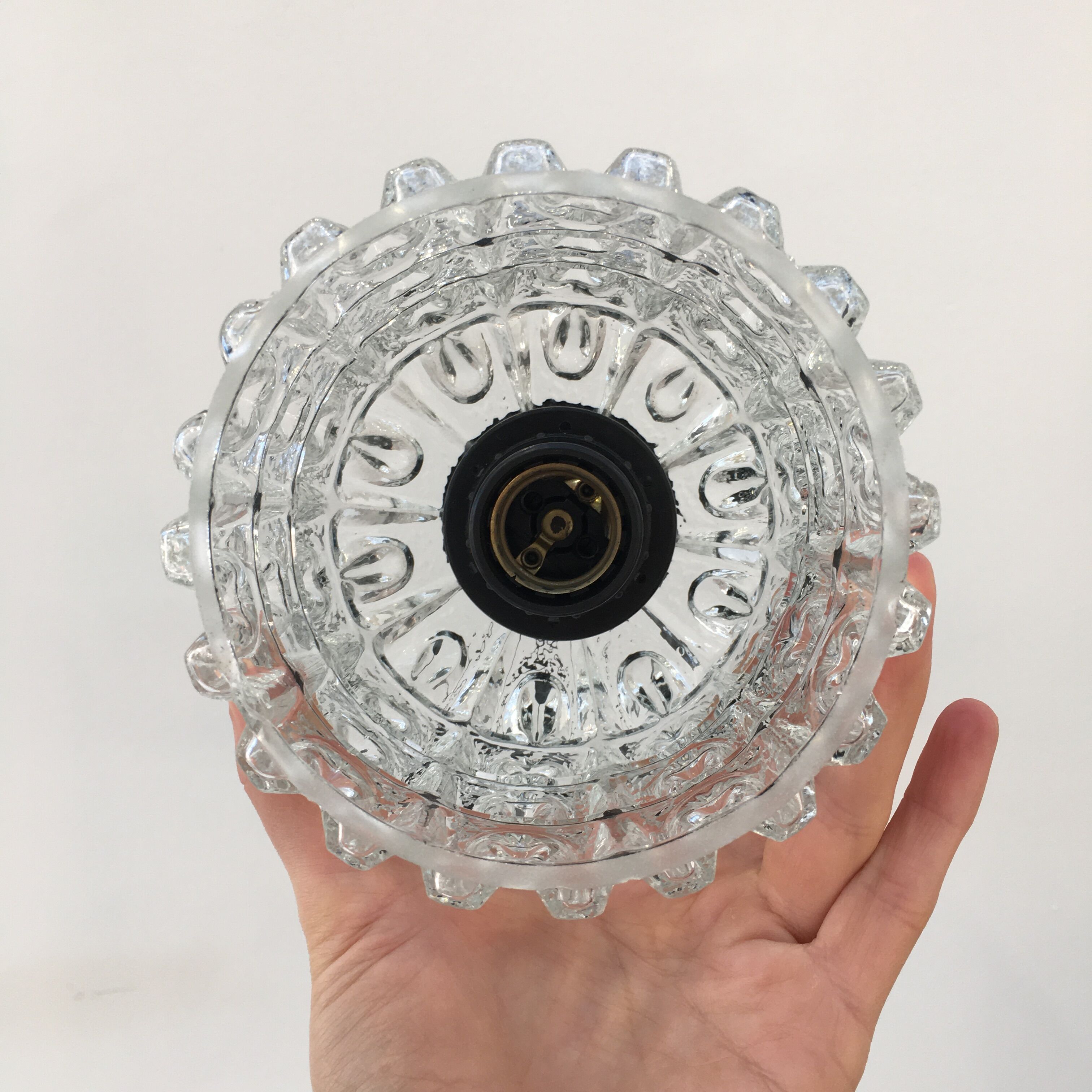 Vintage glass pendant lamp 70s