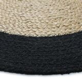Jute carpet and round cotton black beige 160 cm