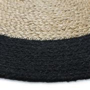 Round black and beige jute and cotton rug 160 cm