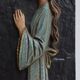 Religious slate wall plaque - hand-painted carved wood overprint - 1970