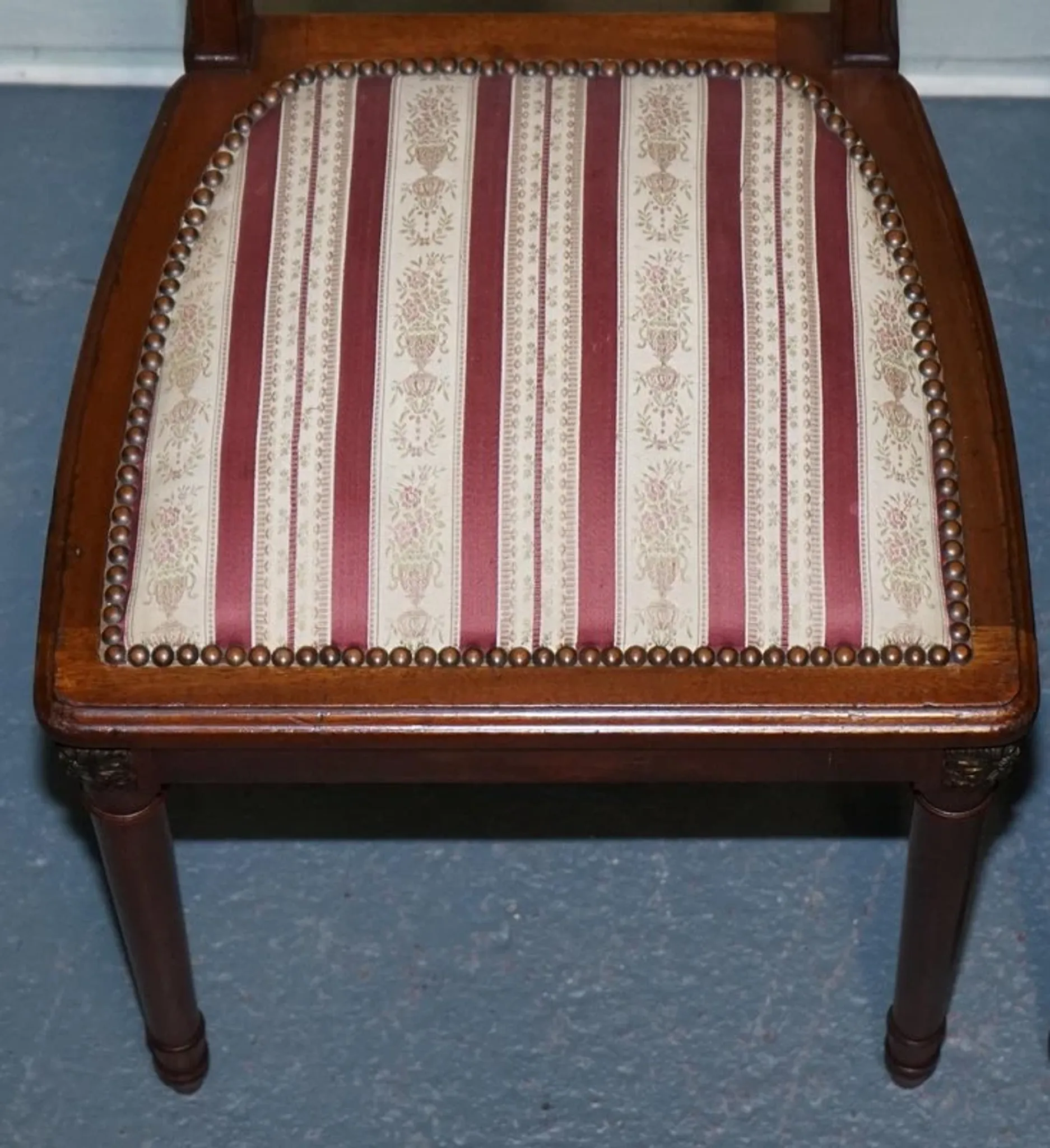 Set of Vintage Wooden Dining Chairs with Carved Details