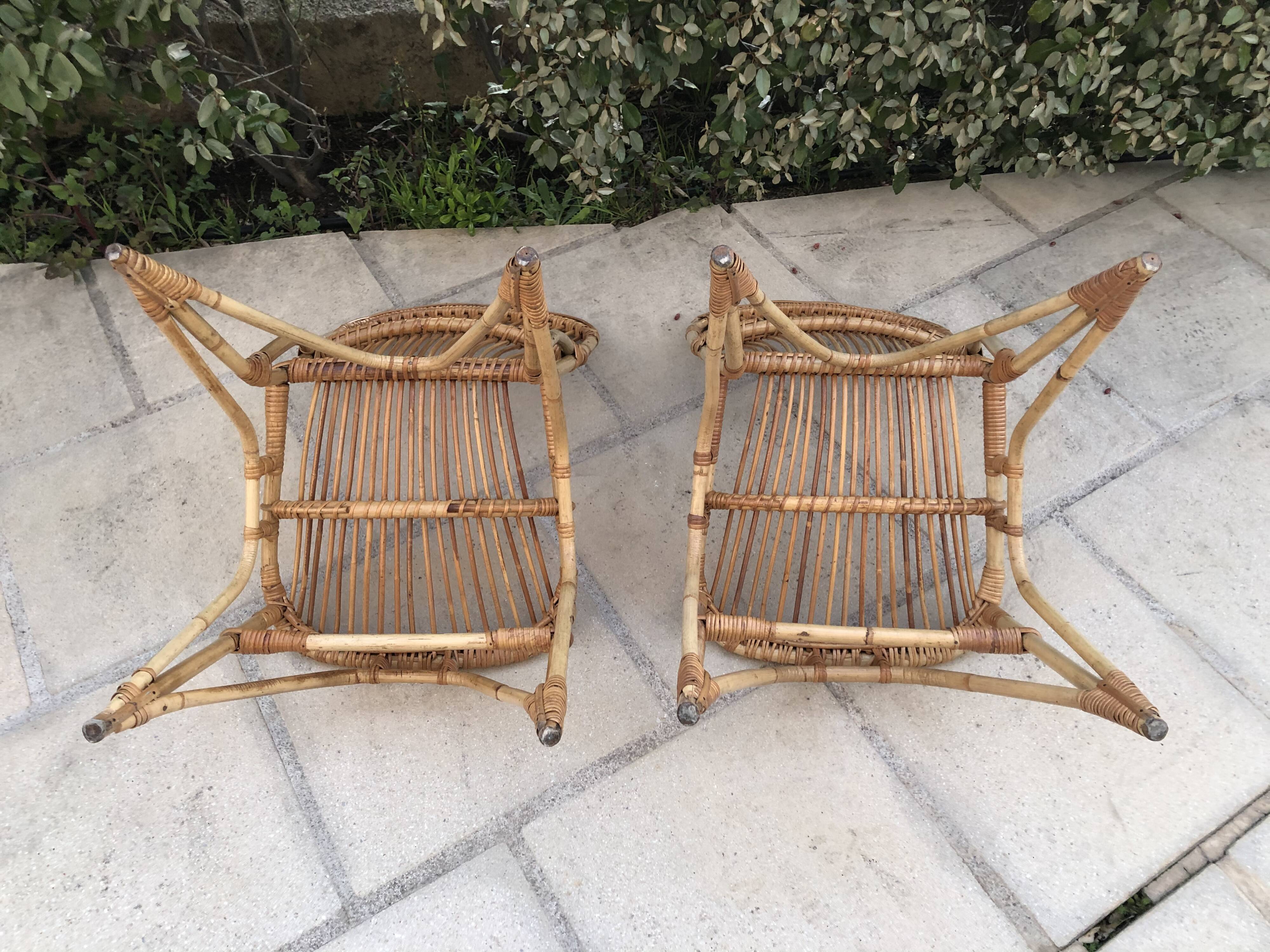 Pair of rattan chairs 60s
