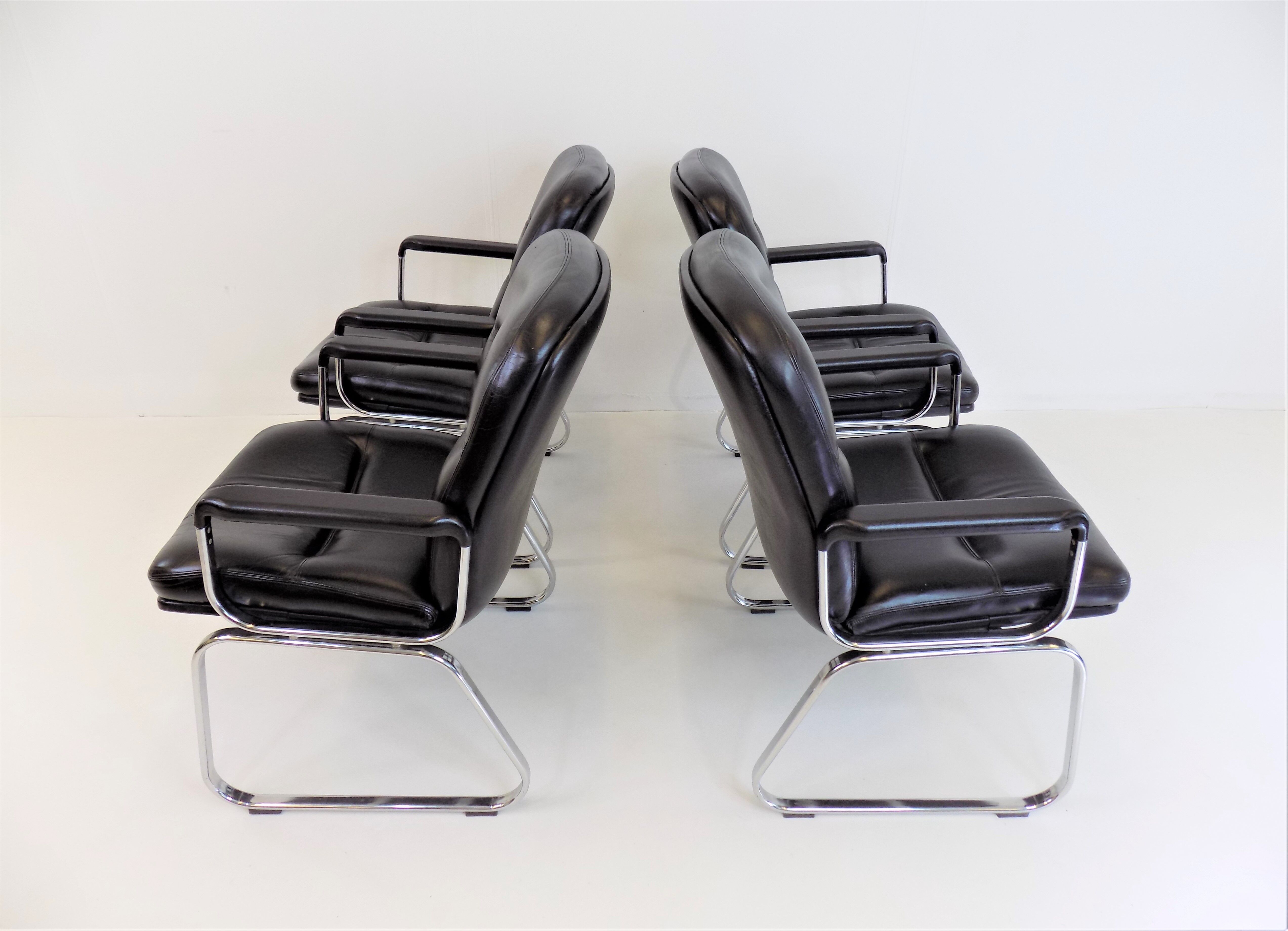 Set of 4 leather office chairs by Grahl