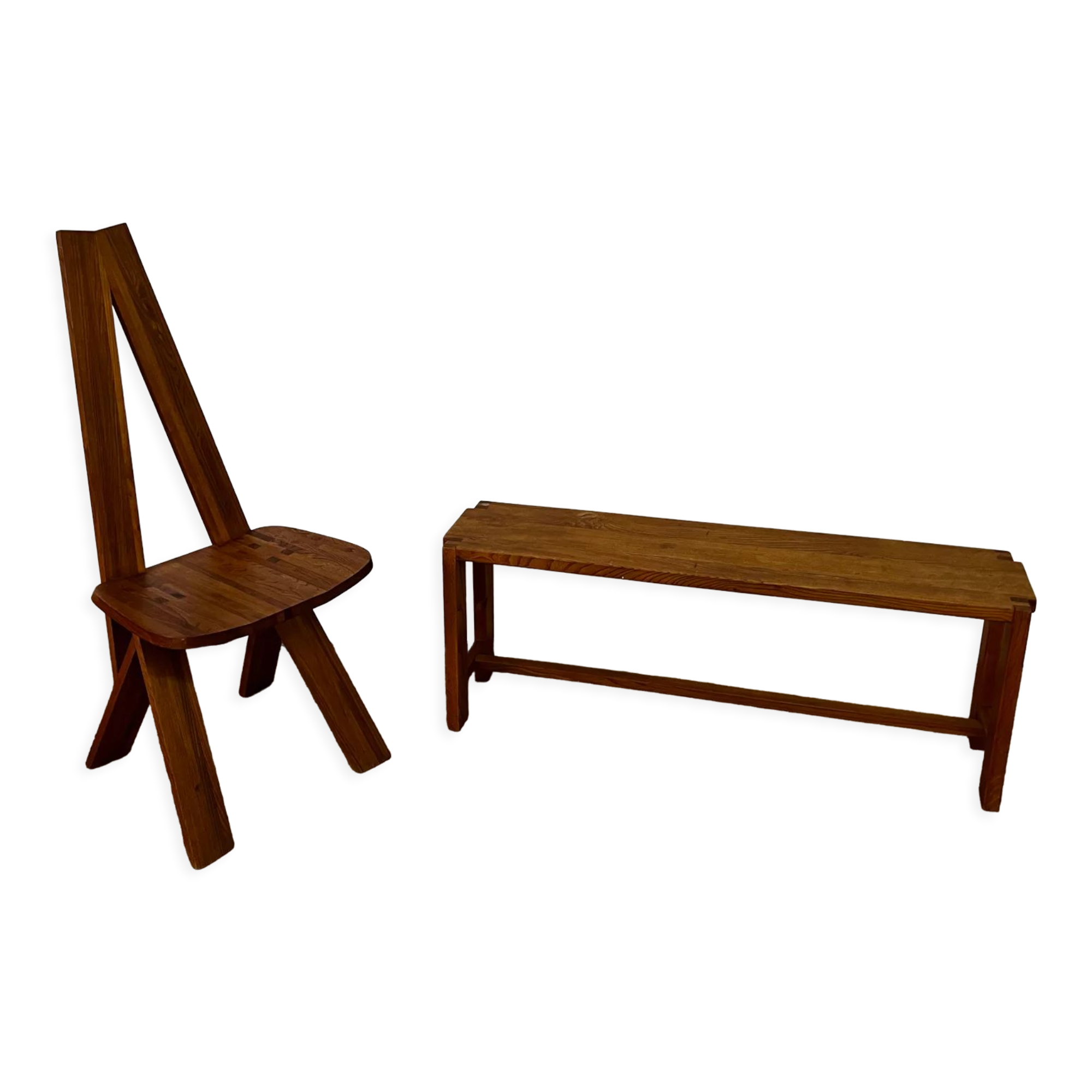 Chair and bench in solid wood