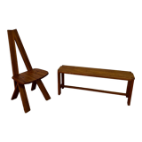 Chair and bench in solid wood