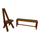 Chair and bench in solid wood