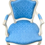 2 blue Louis XV armchairs