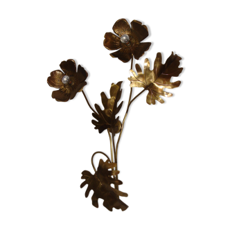 Applique fleurs en cuivre laiton 1970