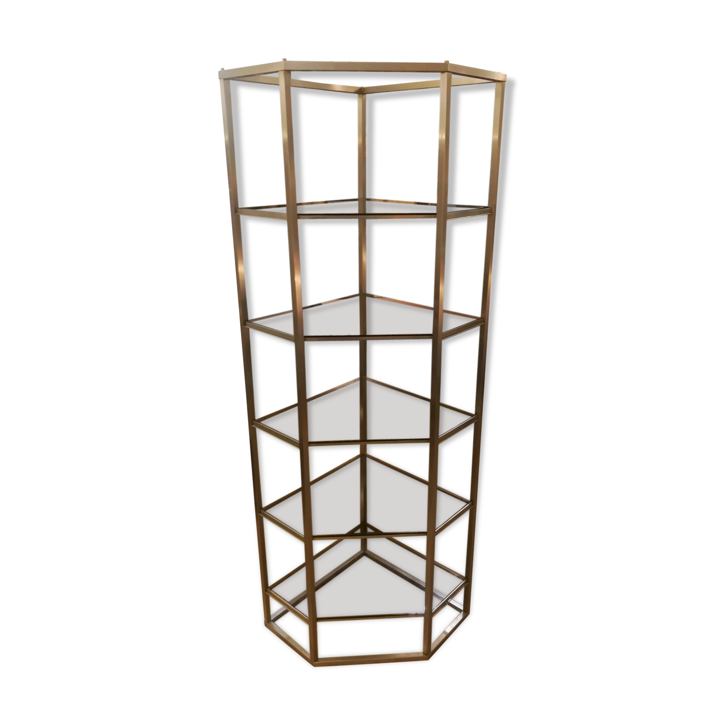 Angle shelf in chrome metal and smoked glass