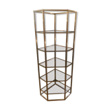 Angle shelf in chrome metal and smoked glass