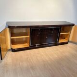 Large Art Deco Sideboard in Macassar Ebony, Maple & Chrome, France, 1930s