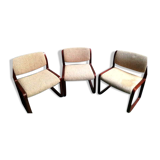 Set of 3 Strafor armchairs wool and wood