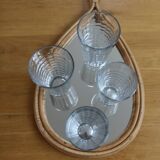 Vintage teardrop rattan mirror