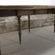 Half-moon extendable oak table for 2 to 8 people.