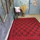 Romanian wool handwoven rug in red and black 210x163cm
