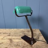 Erpé banker’s lamp with a turquoise enamel shade.