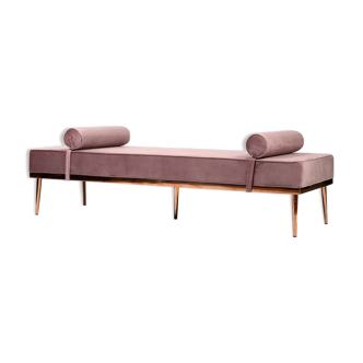 Banquette d'accueil velours rose poudré