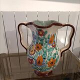 Handled vase with floral decoration signed Cerart Monaco