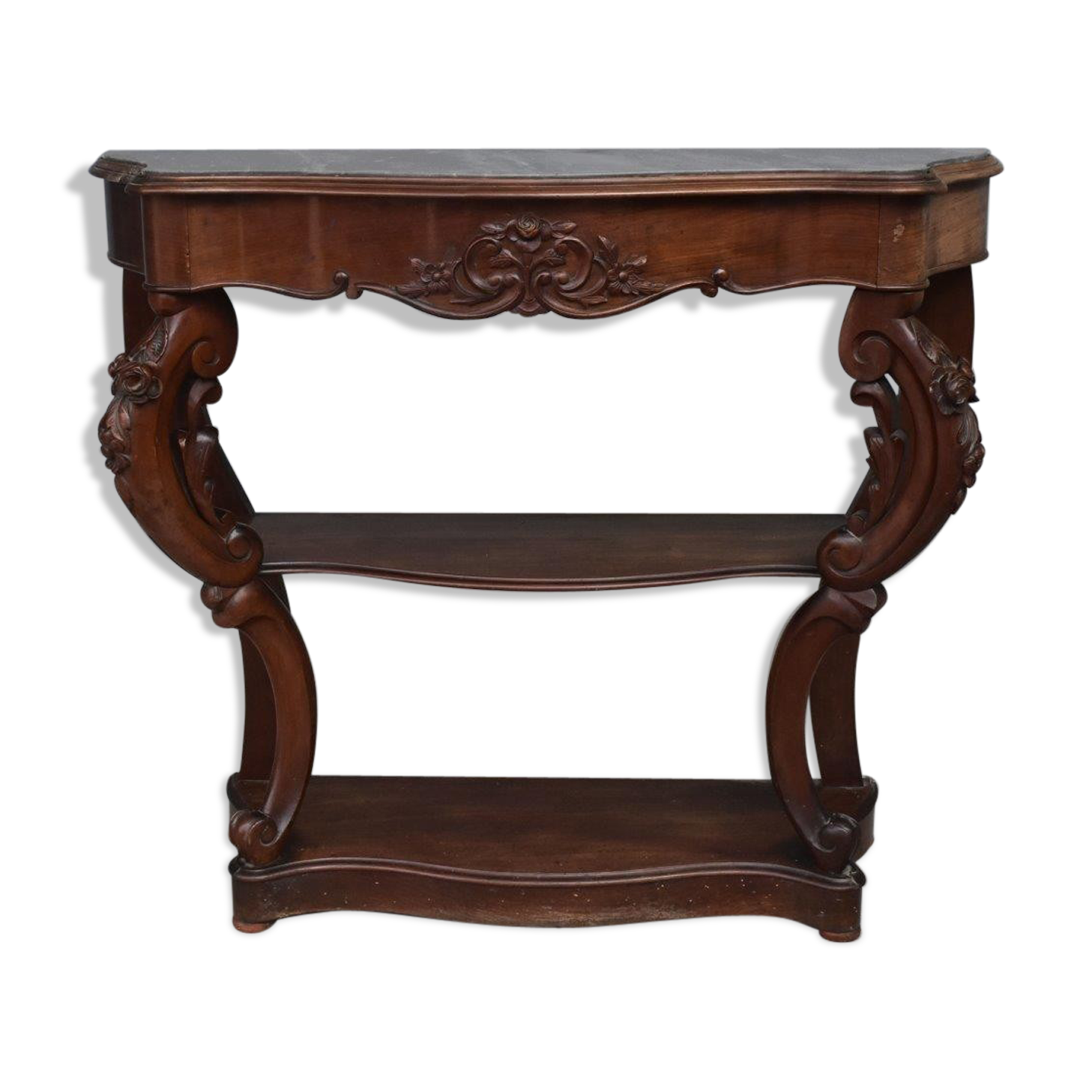 Console style Napoleon III era marble top mahogany end XIX
