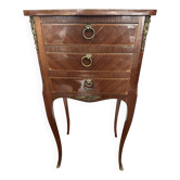 Small French Louis XV Style Inlaid Marquetry Side Table / Chest of Dra
