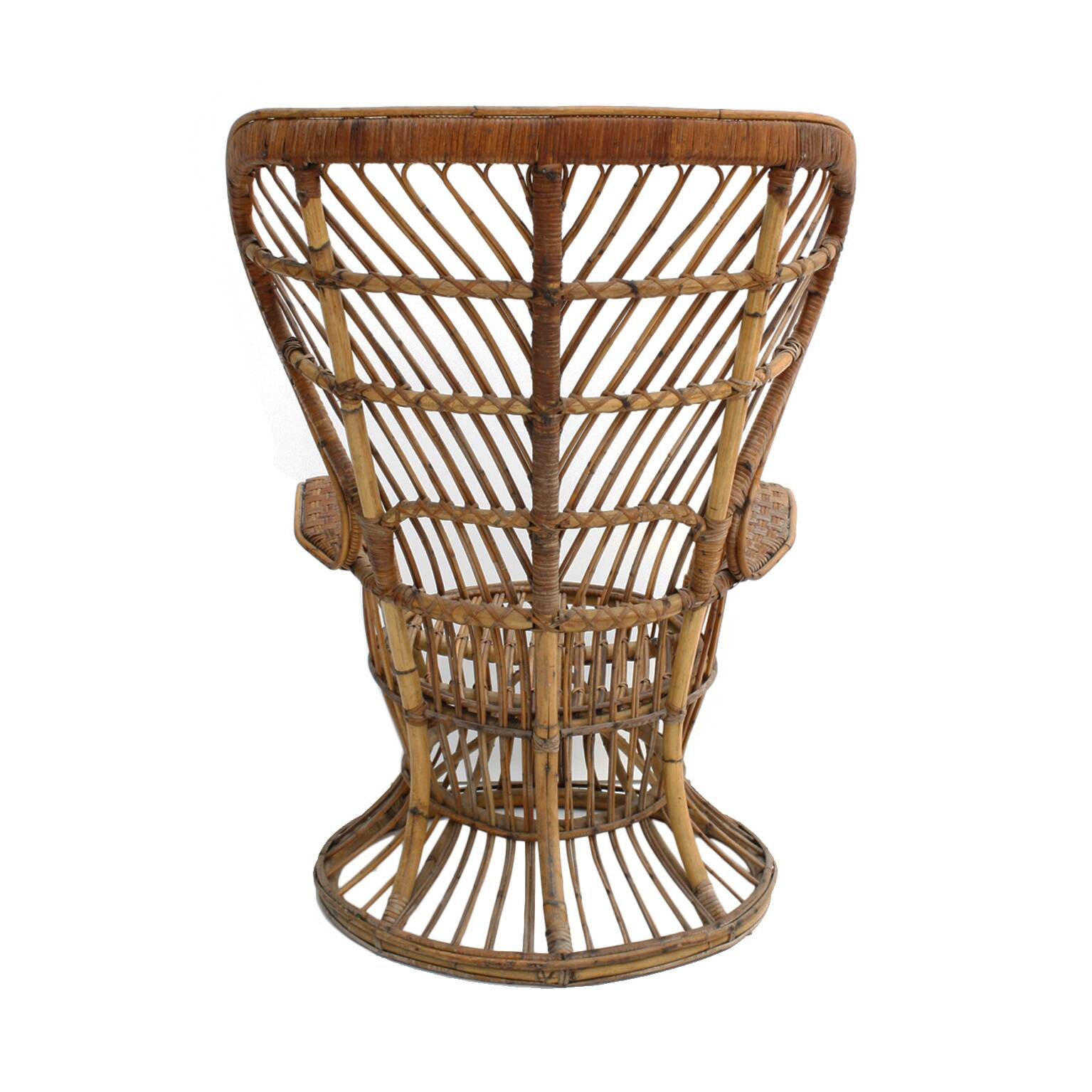 Mid-Century Modern Carminati Bamboo Rattan Italian Handmade Pair of Armchai