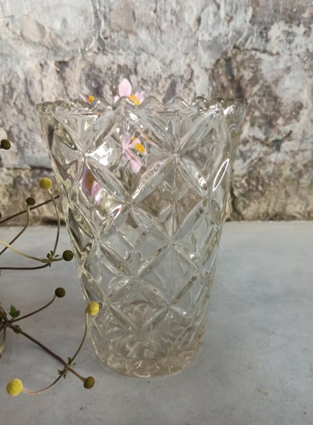 Four bohemian crystal vases