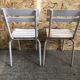 Pair Old Garden Chair Metal Structure + Vintage White Wood Slats