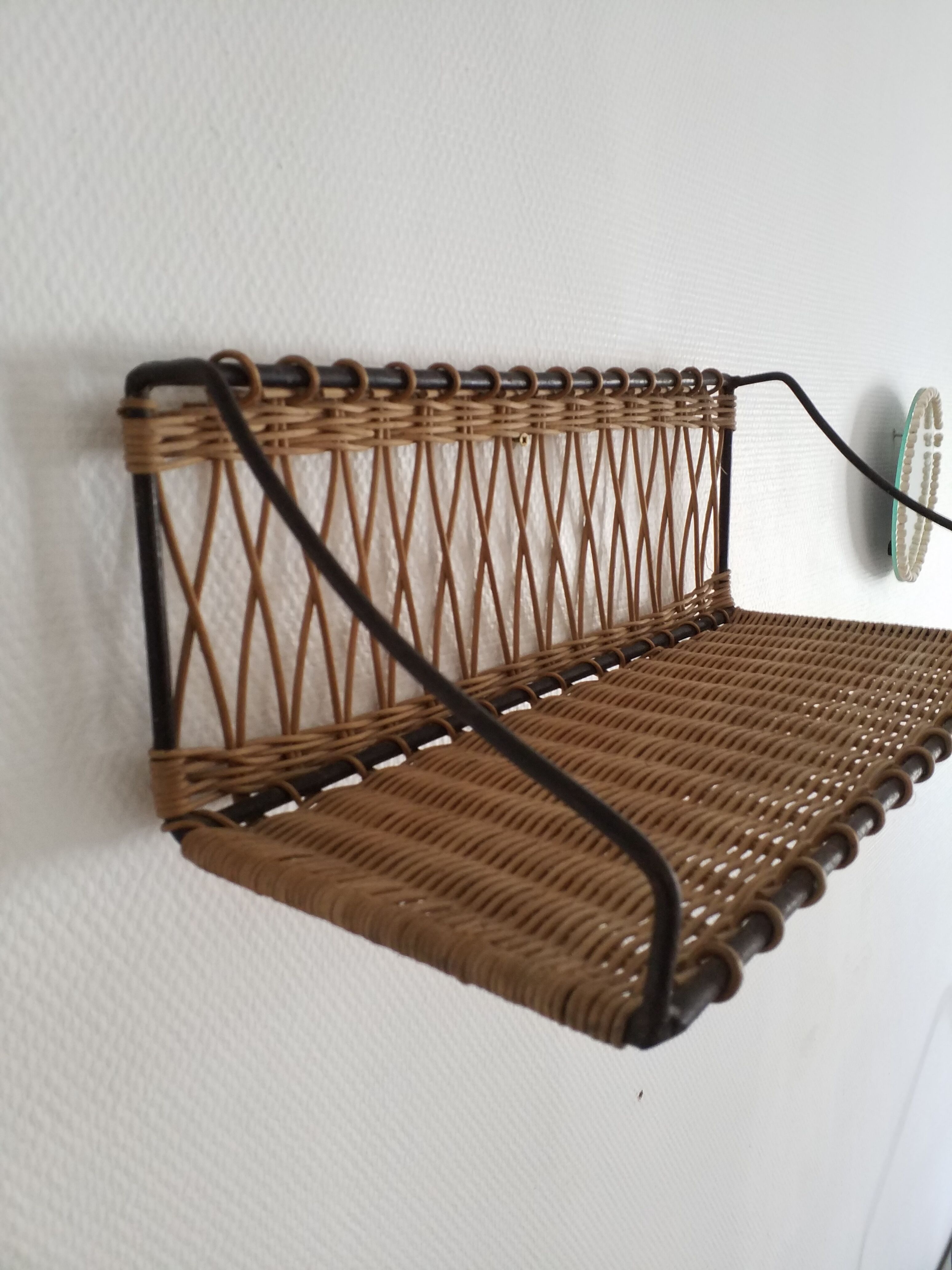 Rattan wall shelf