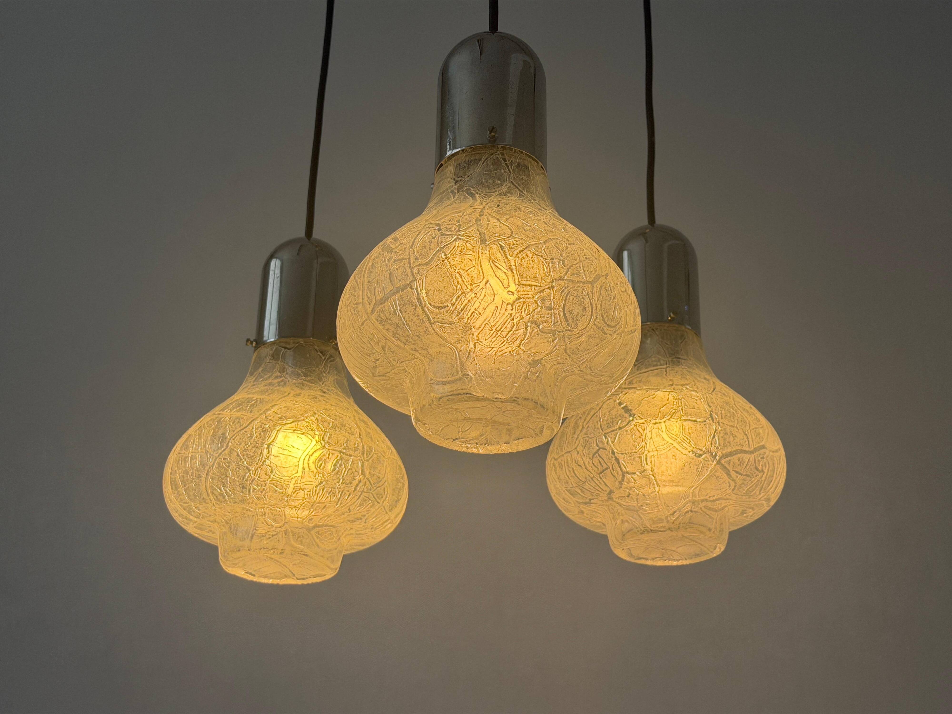 Cascade lamp with 3 glass and chrome shades by WILA, 1960s, Germany