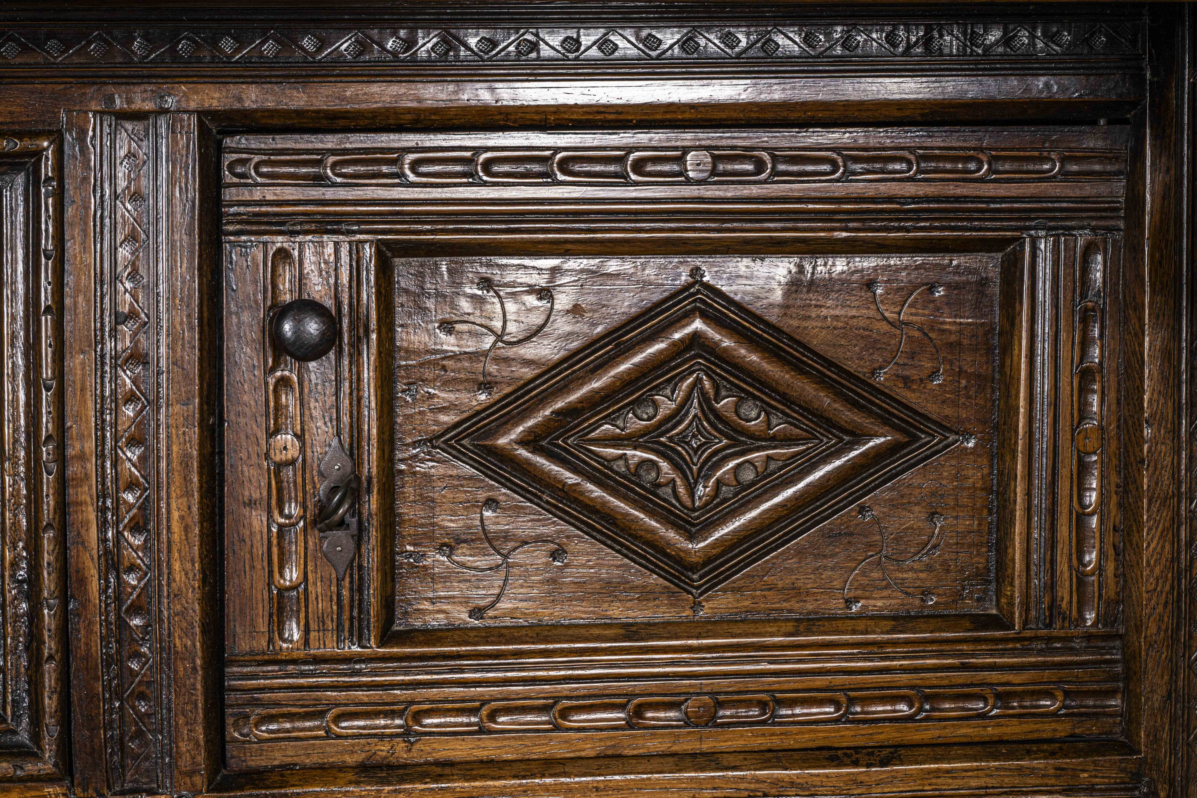 Charles II Oak Plaque, 1684, Set of 3