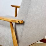 Armchair 'Lis', 1970s, beige light wood, design by Henryk Lis