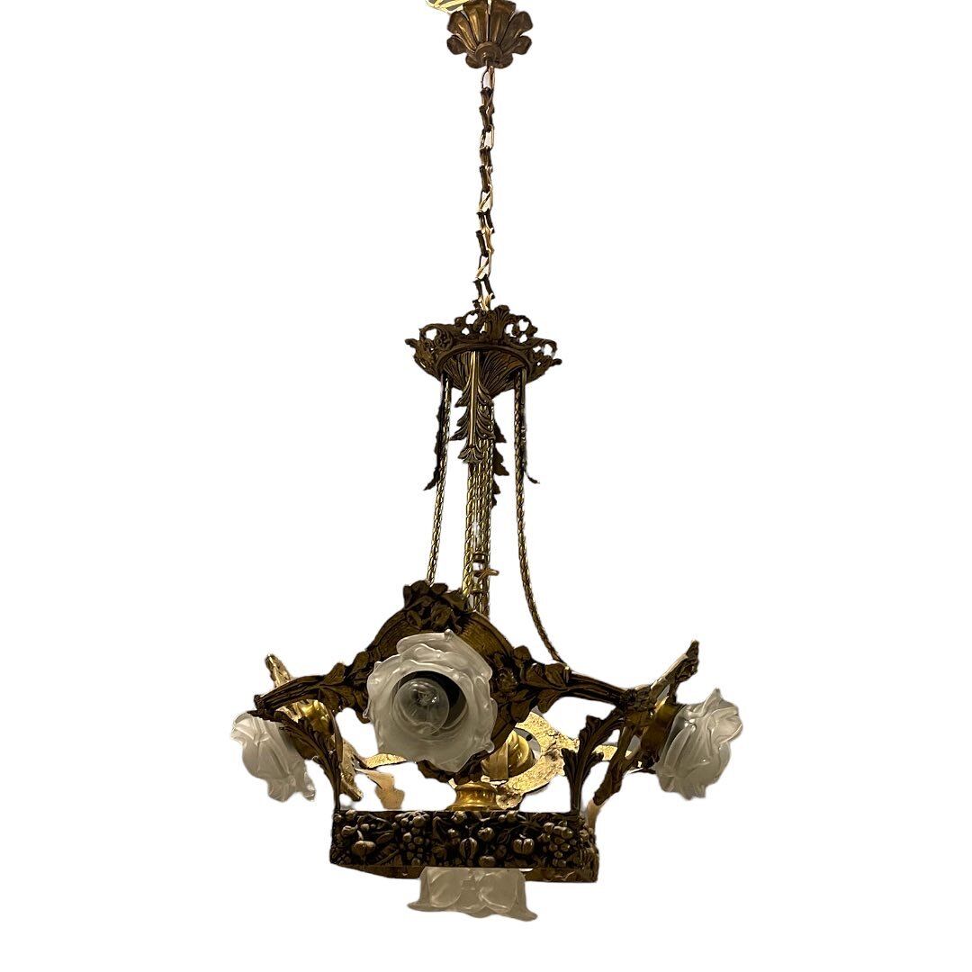 Italian liberty gold gilded chandelier