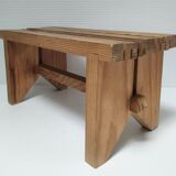 Vintage solid pine slatted low stool