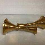 Pair of small brass tulip-shaped candlesticks