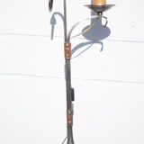 Lampe de plancher fer forgé Ryckaert JP, Lampadaire fer forgé et cuir, lampe de salon, 60's