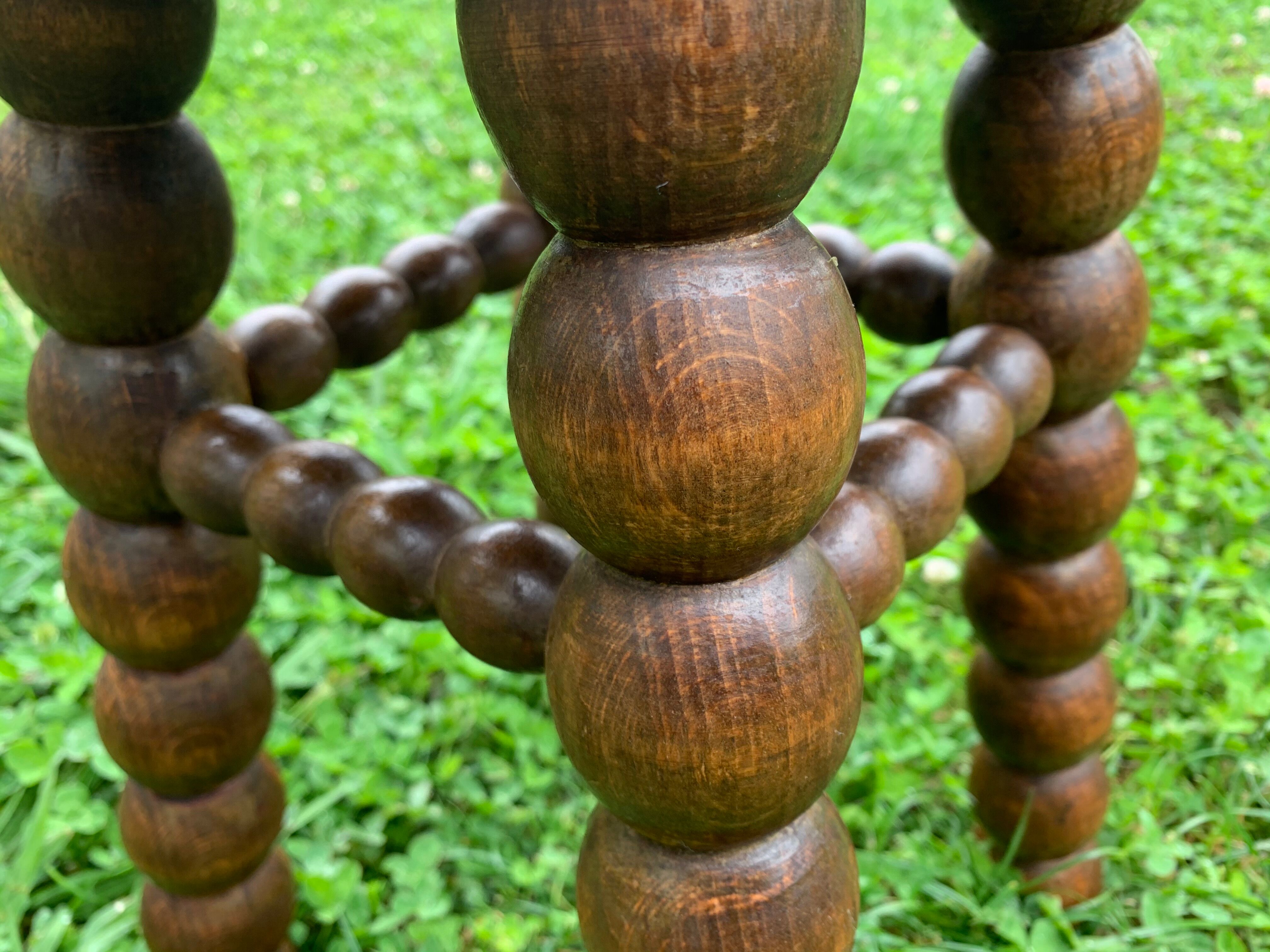 French turned wood stool 1950
