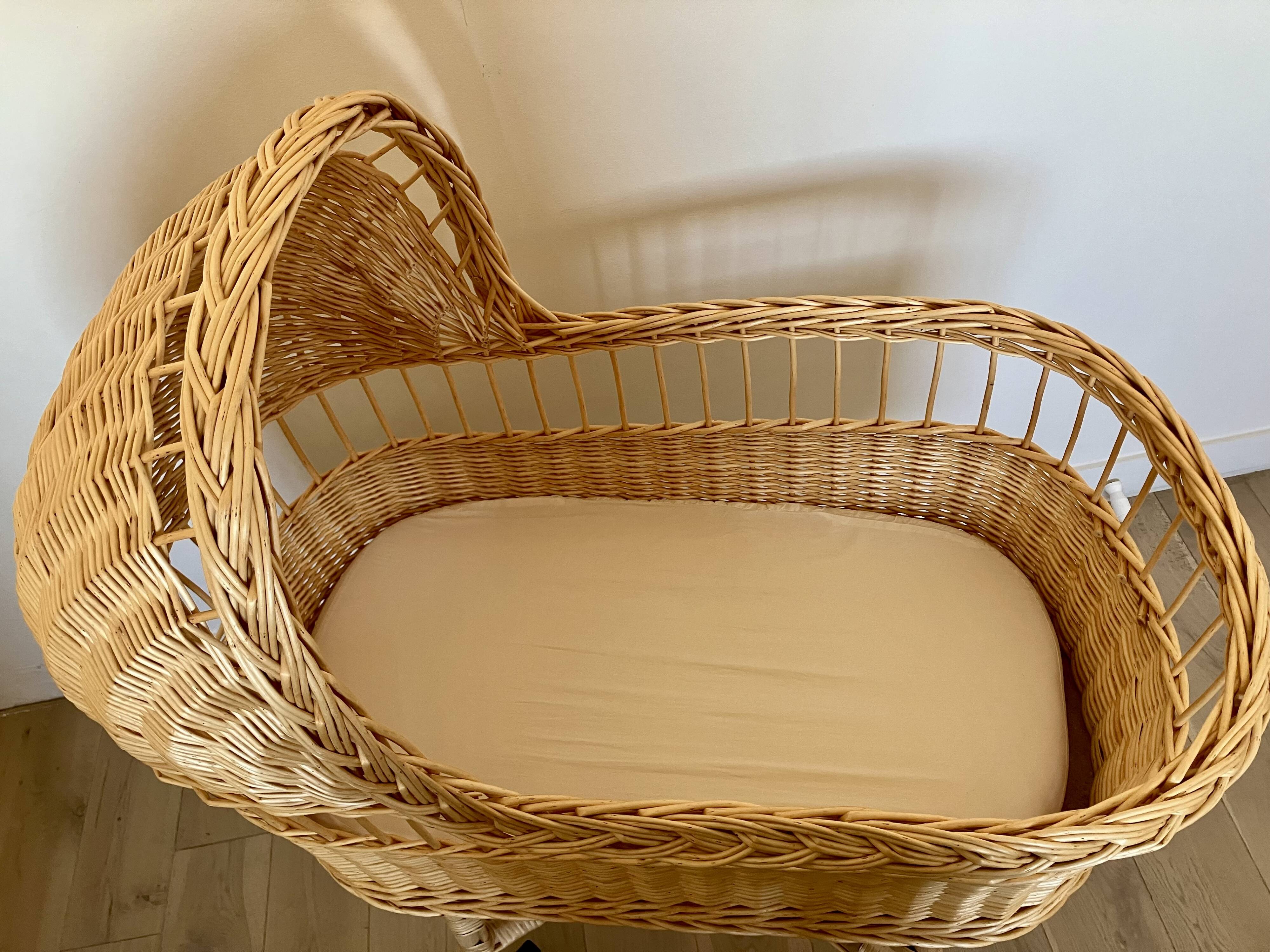 Hand-woven rattan cradle