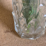 Vase ancien cylindrique de style années 40 en verre épais