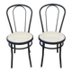 Paire de chaises de bistrot en acier noir et cannage plastique