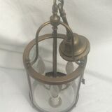 Brass lantern and original electric wire glass size: height -60cm- diameter -16cm-