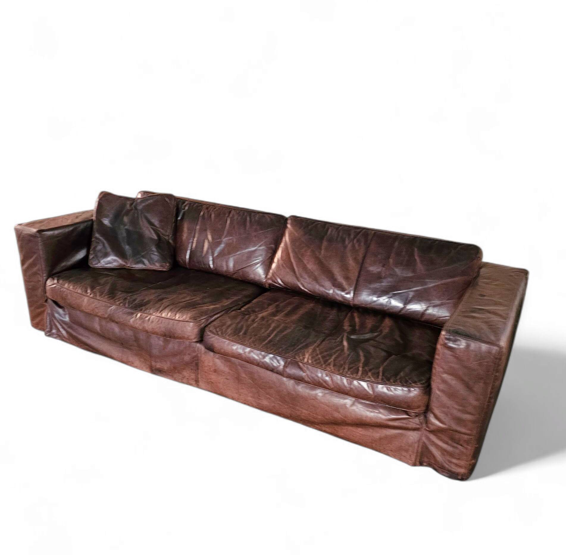 Massive / loose cover / brown leather / lounge sofa / 1970s/