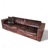 Massive / loose cover / brown leather / lounge sofa / 1970s/