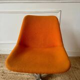 Chrome metal chair with orange fabric from the 70s.