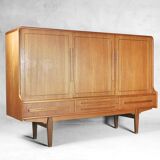 Vintage Danish Teak High Sideboard with Rounded Edges and Cutlery Handles by NIHK , 1950s
