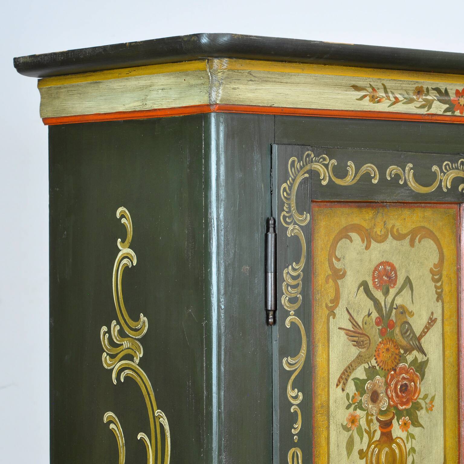 Antique German Hand Painted Cabinet, Circa 1850